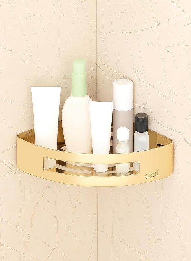 FORTUNE Stainless Steel 304 Wall Mount Corner Shelf Bathroom Multi-Functional Storage Shelf/Rack & Caddy Basket Bathroom Accessories (8.5x8.5 Inch) - (Pack of 3, Gold) - Image 2